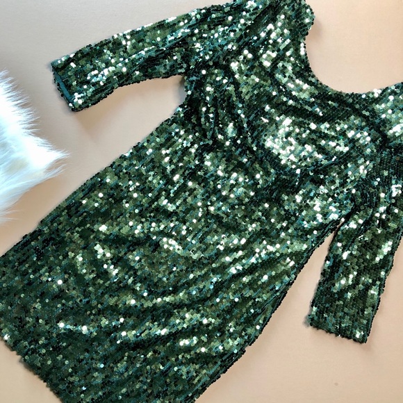 Green Sequin Mini Cocktail Dress - Picture 11 of 16